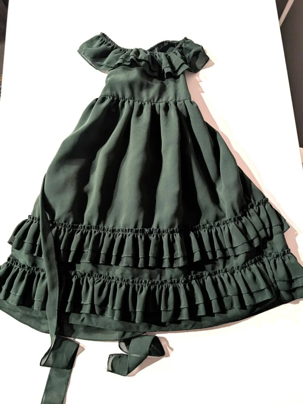 Nellie Ruffle Maxi Dress - Forest Green